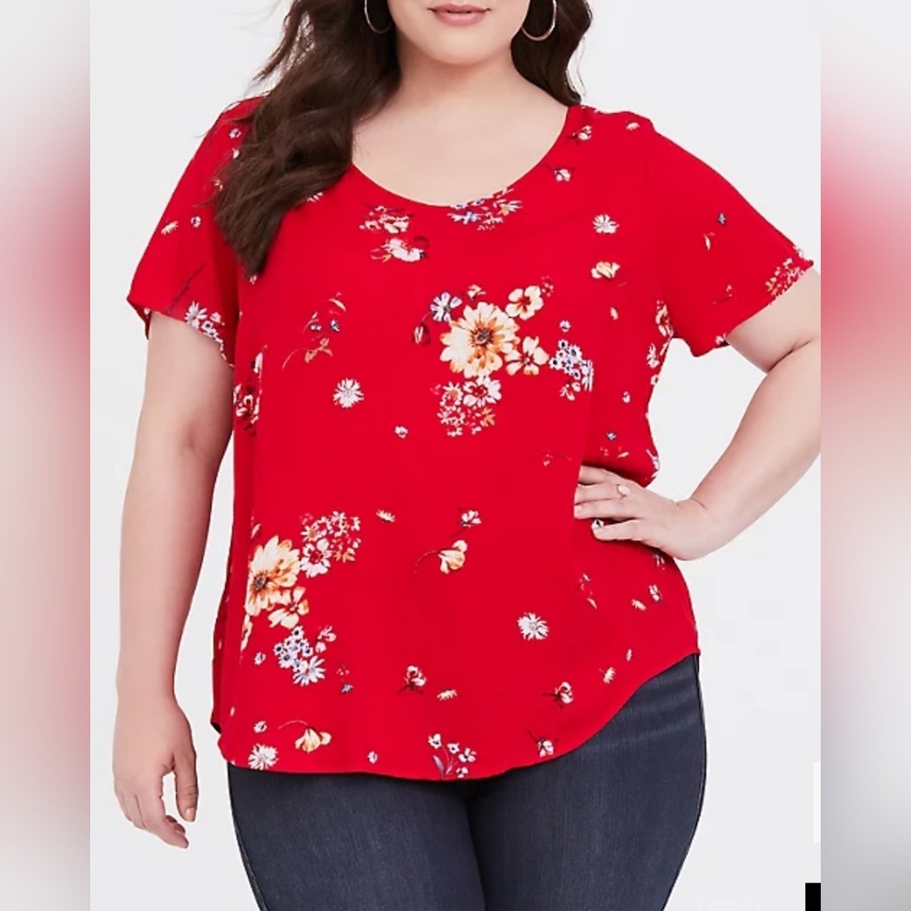 Abbey floral button back gauze top